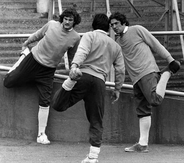 Tottenham Hotspur players prepare for a vital game. They are L-R: Glenn Hoddle