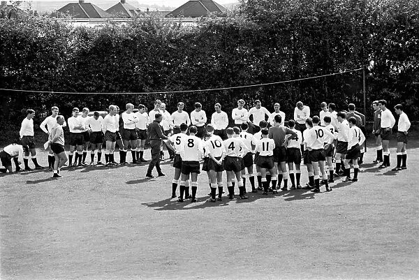 Tottenham Hotspur team led by manager Bill Nicholson during a training session