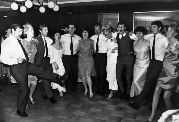 Framed Print : The Tottenham Hotspur team withtheir wives and girlfriends dancing together as they Framed Print : The Tottenham Hotspur team withtheir wives and girlfriends dancing together as they
