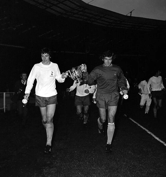 Tottenham Hotspur v Aston Villa League Cup Final 1971 Players holding the winning