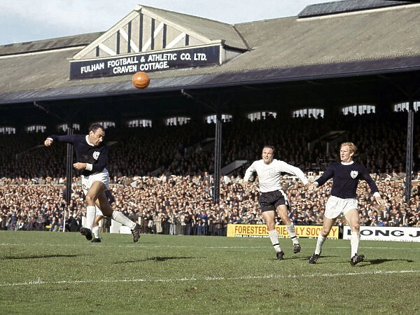 Tottenham Hotspurs Alan Gilzean heads at goal during the English League Division One
