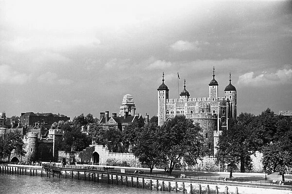 The Tower of London seen from Tower Bridge circa August 1936