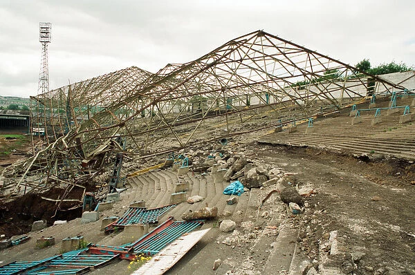 Town stand coming down at Leeds Road, the former ground for Huddersfield Town F. C