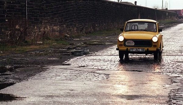 Trabant motor car East German December 1997 Road Record yellow