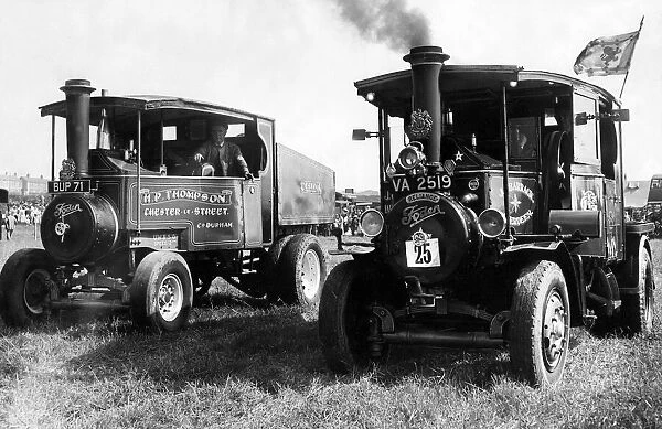 Tractors race at a rally as they are no longer used on a farm