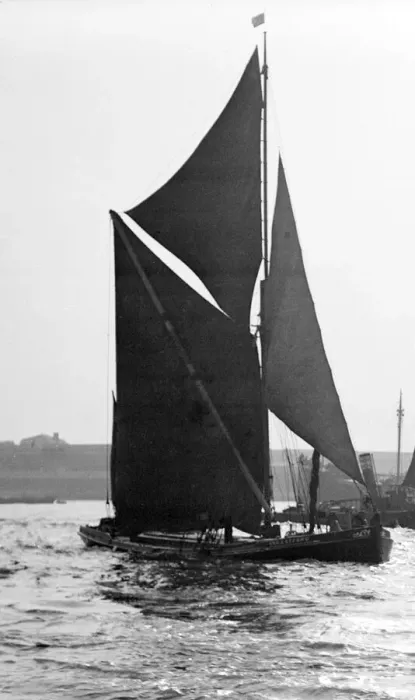 Framed Print : A traditional Thames barge seen here in the Lower Thames estuary circa 1935 Framed Print : A traditional Thames barge seen here in the Lower Thames estuary circa 1935