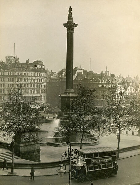 Trafalgar Square circa 1925 London Bus Traffic Fountains