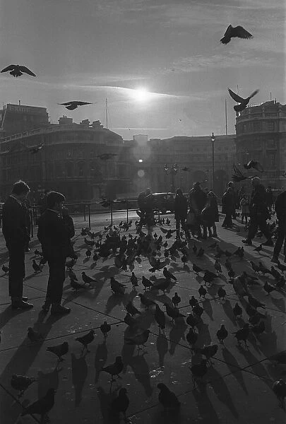 Trafalgar Square London Sunset December 1968 Sunset on News Years Eve