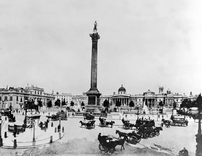 Framed Print : Trafalgar Square and National Gallery early 1900s from a postcard Framed Print : Trafalgar Square and National Gallery early 1900s from a postcard