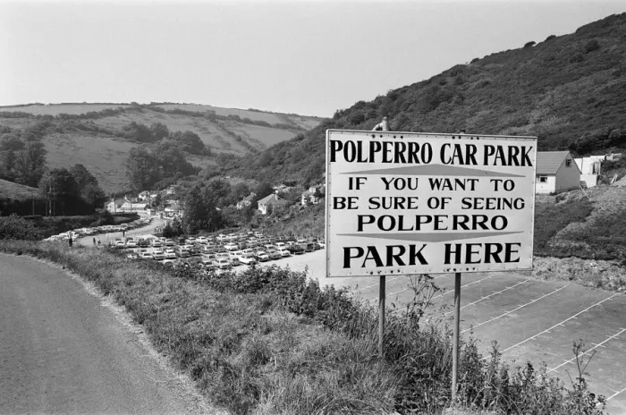 Framed Print : Traffic ban, Polperro, Cornwall. 13th July 1967 Framed Print : Traffic ban, Polperro, Cornwall. 13th July 1967