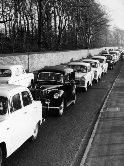Framed Print : Traffic build up outside Southport in the Spring sunshine. 6th March 1961