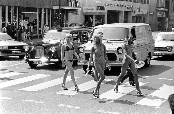 Traffic came to a Standstill in Knightsbridge today when three London models wearing