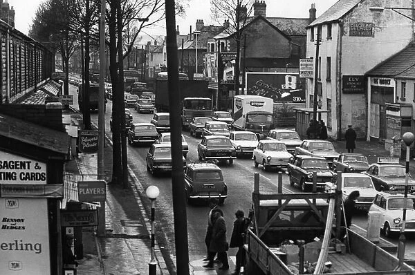 Traffic at Ely, Cardiff. April 1970