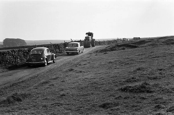Traffic jam on Malham Moor, North Yorkshire. September 1971