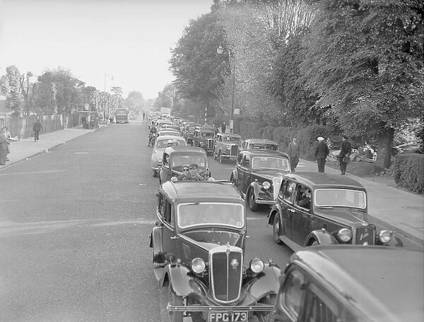 Traffic scene on the Brighton Road at Posley on Whit Monday 1955 Local Caption