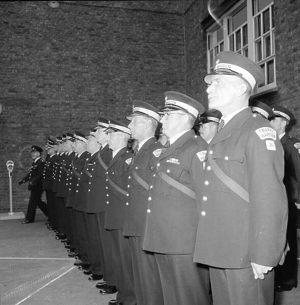 Traffic wardens during training September 1960