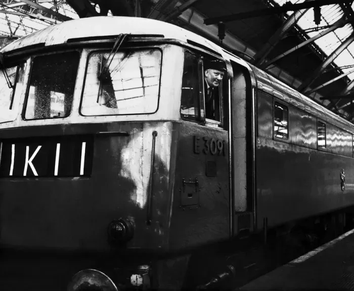 Framed Print : Train driver Arthur Marsey of Wavertree poses in the cab of his British Rail express Framed Print : Train driver Arthur Marsey of Wavertree poses in the cab of his British Rail express