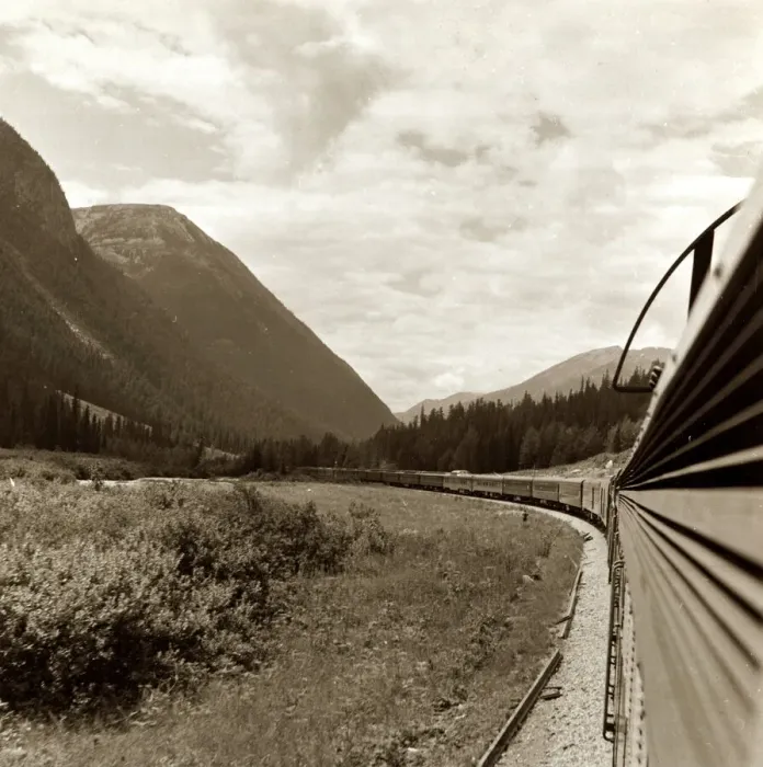 Framed Print : A train goes through the Rocky Mountains from Vancouver to Banff. Canada Framed Print : A train goes through the Rocky Mountains from Vancouver to Banff. Canada