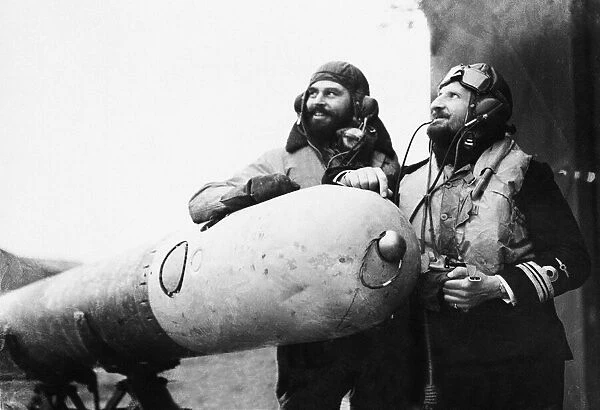 Training of pilots for Naval aircraft. Two bearded instructors at an Naval air base