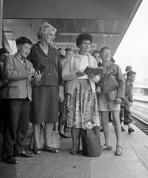 Trainspotters at Coventry railway station going on a special outing 9th August 1962