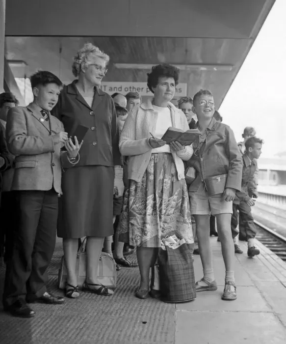 Framed Print : Trainspotters at Coventry railway station going on a special outing 9th August 1962 Framed Print : Trainspotters at Coventry railway station going on a special outing 9th August 1962