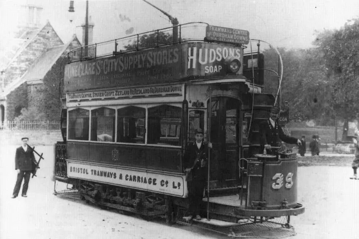 Framed Print : Tram on the Downs, Bristol 1900s Framed Print : Tram on the Downs, Bristol 1900s
