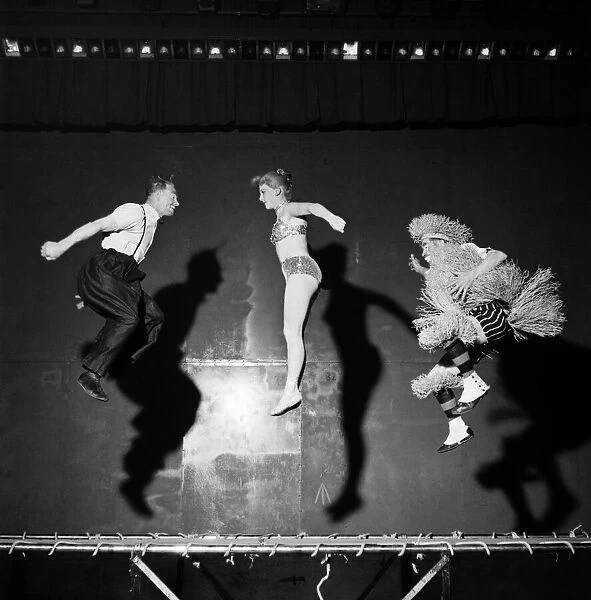 Trampolinists The Grantley Trio seen here performing on stage March 1952 C1159-002