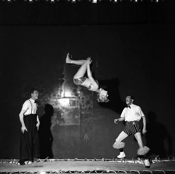 Trampolinists The Grantley Trio seen here performing on stage March 1952 C1159-001