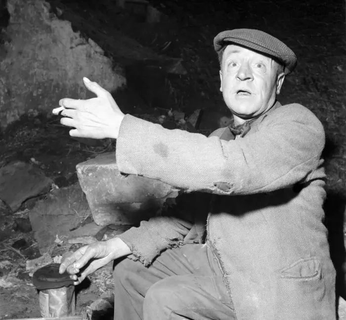 Framed Print : Tramps: One of two homeless gentlemen who live in the cellar of a bombed out building Framed Print : Tramps: One of two homeless gentlemen who live in the cellar of a bombed out building