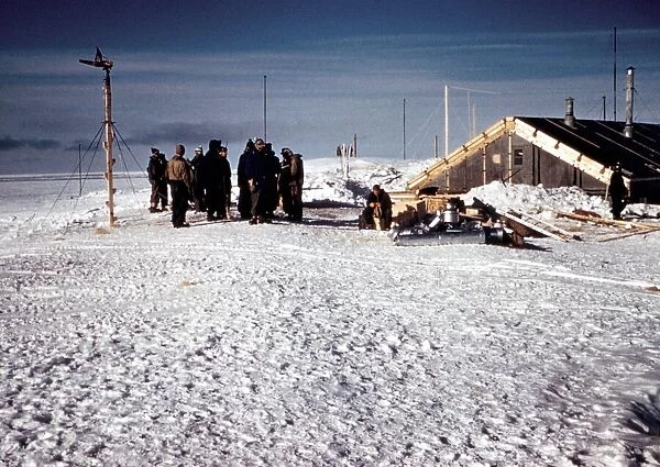 The Trans-Antarctic Expedition 1956-1958 The camp showing members of the group
