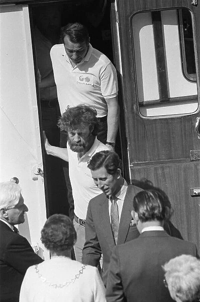 The Transglobe Expedition returns home. Sir Ranulph Fiennes (with beard