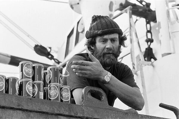 The Transglobe Expedition returns home. Sir Ranulph Fiennes aboard the Transglobe