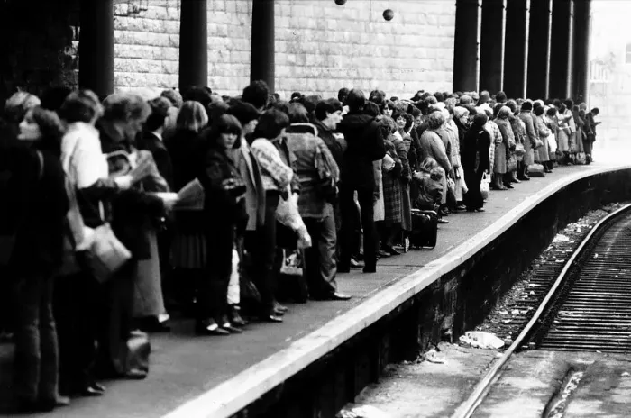 Framed Print : Transport Railways Passenger Passengers wait for a train at Queen Street station in Framed Print : Transport Railways Passenger Passengers wait for a train at Queen Street station in