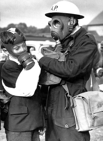 Treating a casualty at Bedworth A. R. P. exercixes session. circa 1940