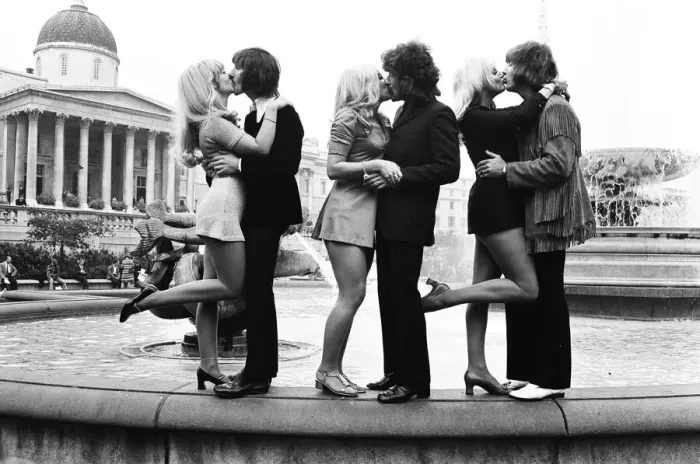 Framed Print : Three of the Tremeloes pop group who are to be married - L  /  r Carol Dilworth with bass