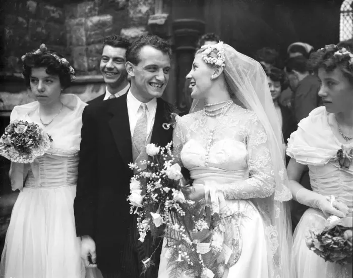 Framed Print : Trevor Chamberlain Fulham outside left and his bride the fomer Miss Margaret Tyrell Framed Print : Trevor Chamberlain Fulham outside left and his bride the fomer Miss Margaret Tyrell