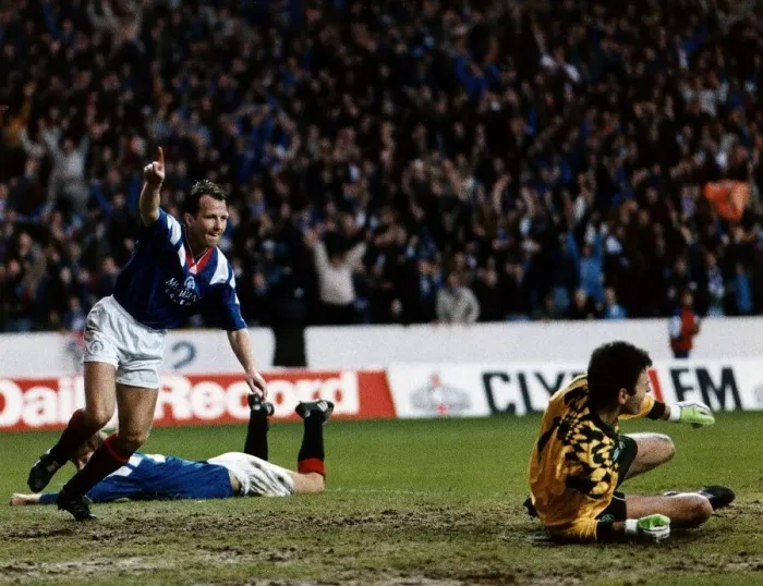 Framed Print : Trevor Steven footballer Rangers FC scores winner in derby league match agianst Celtic Framed Print : Trevor Steven footballer Rangers FC scores winner in derby league match agianst Celtic