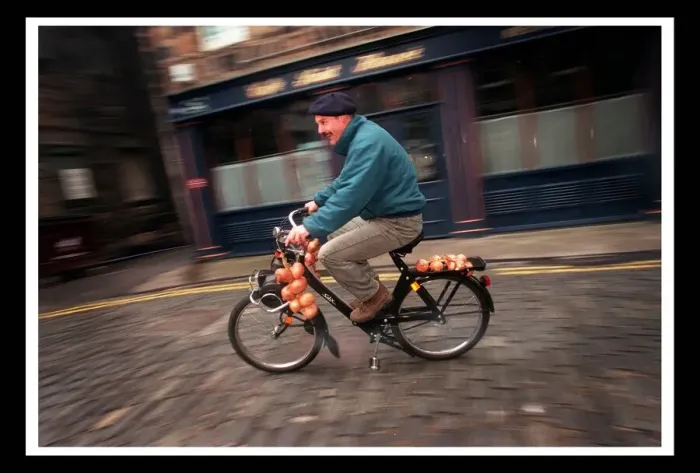 Framed Print : Trevor Walls May 1999 riding a Velo Solex motorcycle Framed Print : Trevor Walls May 1999 riding a Velo Solex motorcycle