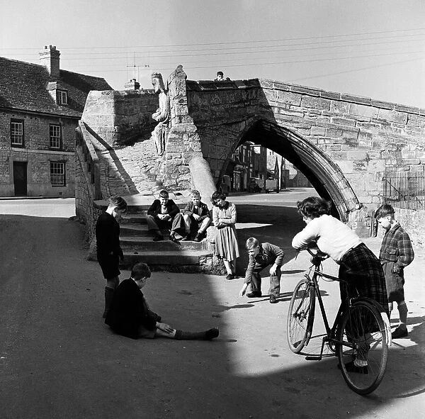 Trinity Bridge in Crowland, Lincolnshire. 2nd April 1953