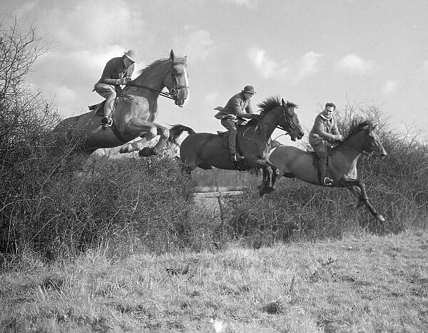 A trio of friends out for a hack through the English countryside Circa 1938