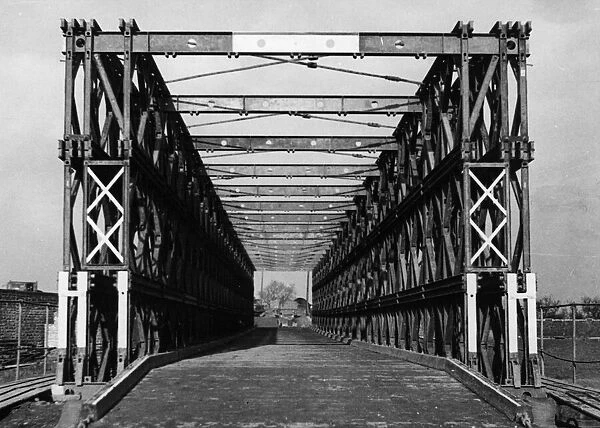A triple tier Bailey Bridge, built by a field company of Royal Engineers of the British