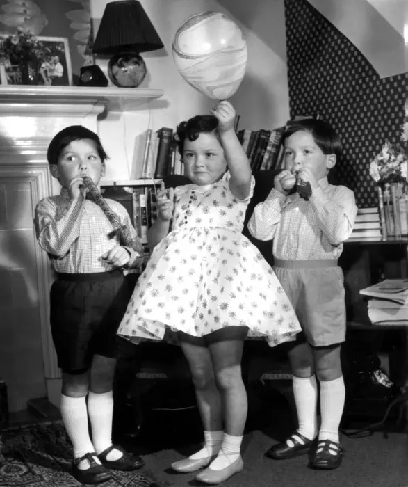 Framed Print : Triplet children dressed for clothing Feature. 2nd January 1959 Framed Print : Triplet children dressed for clothing Feature. 2nd January 1959