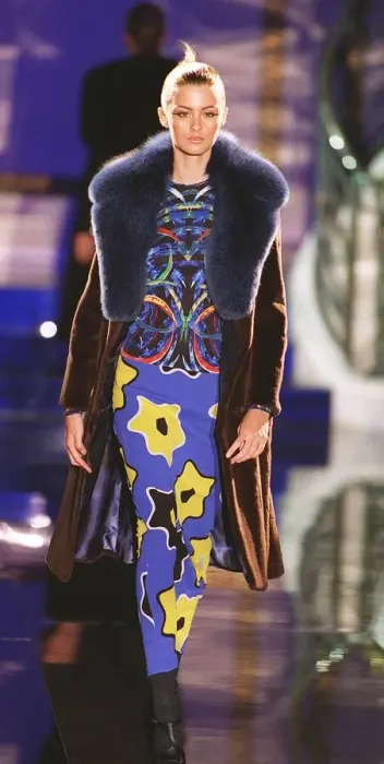 Framed Print : Trish Goff models for Versace at Paris Fashion Show Fake fur collar coat Framed Print : Trish Goff models for Versace at Paris Fashion Show Fake fur collar coat