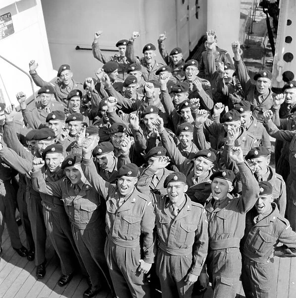 Troops celebrate their return to the United Kingdom from the Korean war