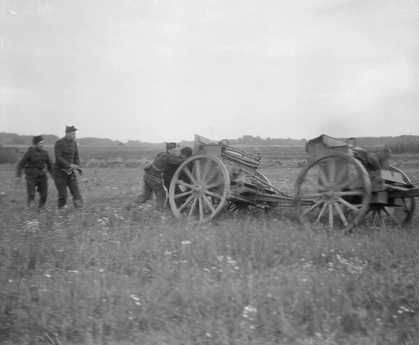 Troops removing ammunition from a caisson which the Belgians were forced to abandon