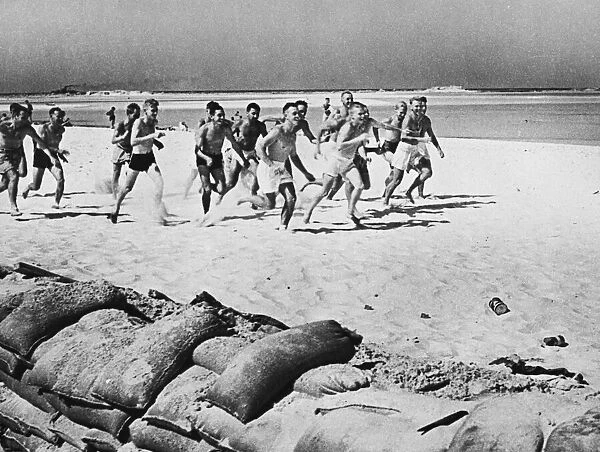 Troops of the South African Medical Corps break from the desert campaign