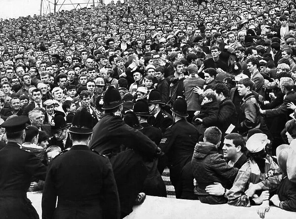 Trouble in the stands during a Liverpool League match. Circa August 1967
