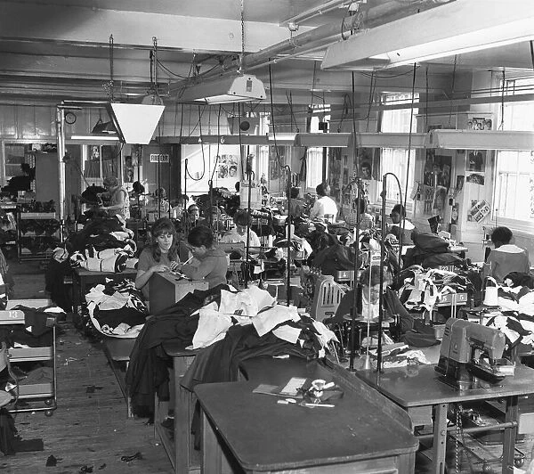 Trouser manufacture at an unknown Nottingham clothing factory. 15th March 1965
