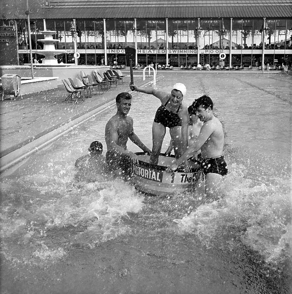 Tub racing at the Brighton Ocean Hotel Lido. The tub racing competition was sponsored by