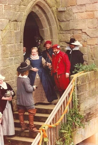The Tudor theme wedding of Susan Benneworth and Stuart Reid (red costume